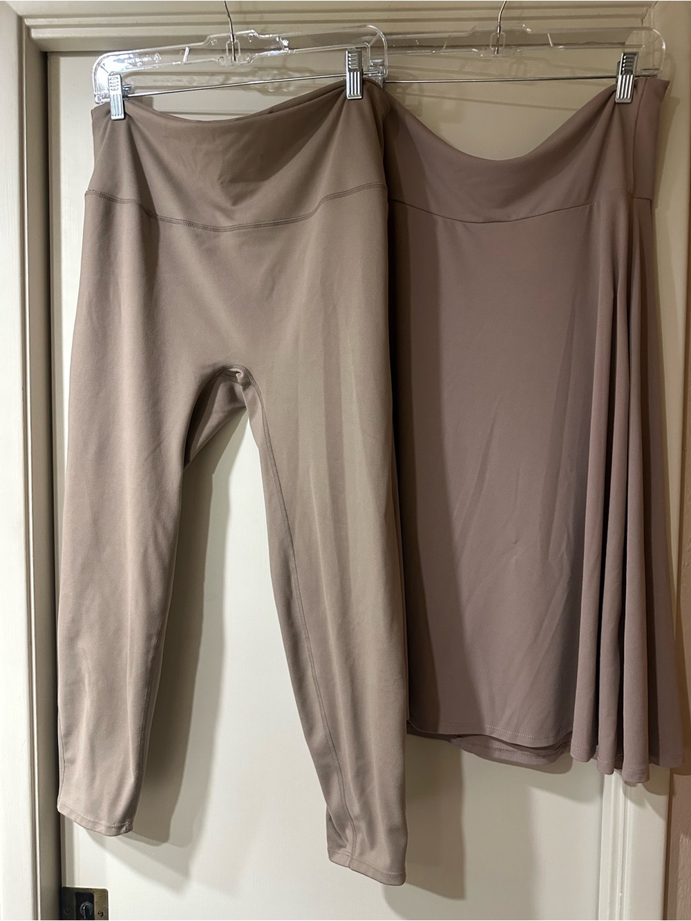 Zenana Outfitters Taupe High-Waist Leggings with Matching Skirt